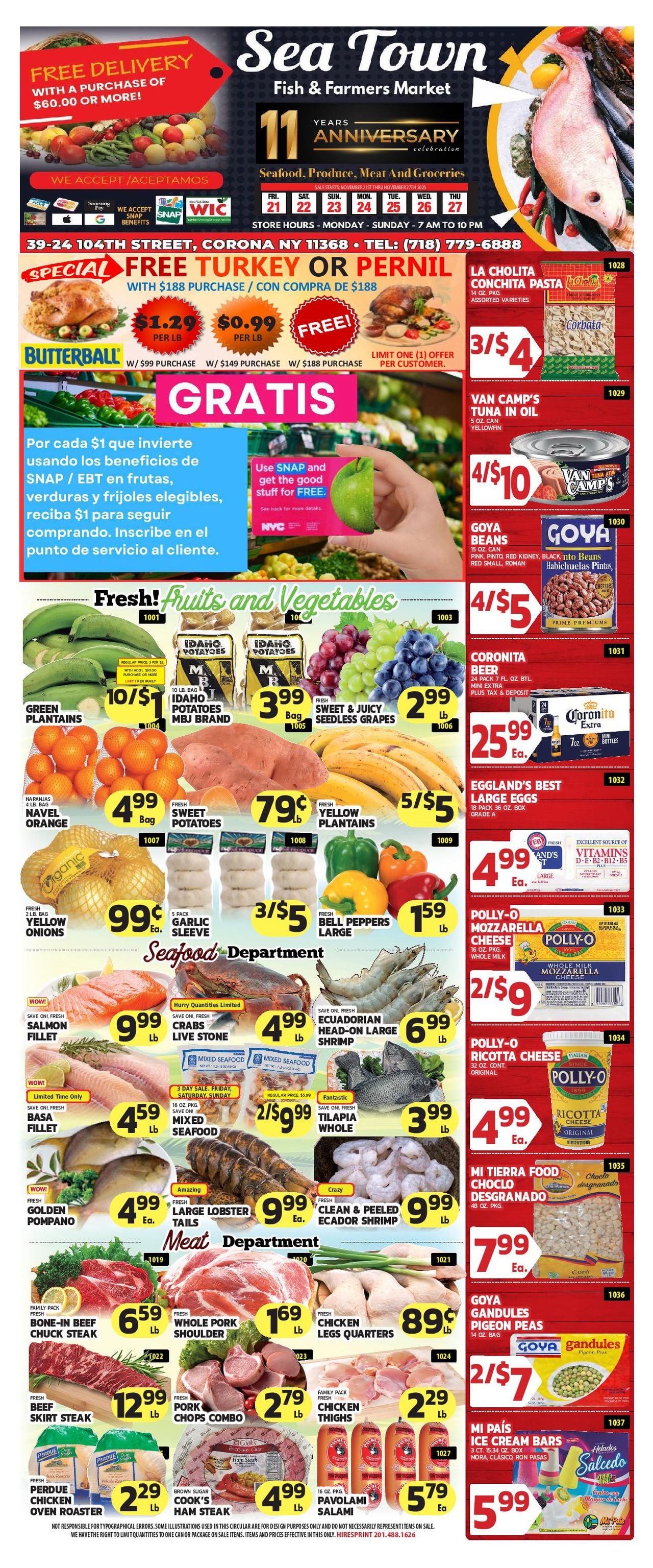 Sea Town Fish & Farmers Market weekly circular front page